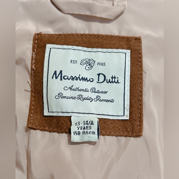 Massimo Dutti beige quilted elbow patches jacket. Size 13-14 years NWOT - Picture 5 of 8